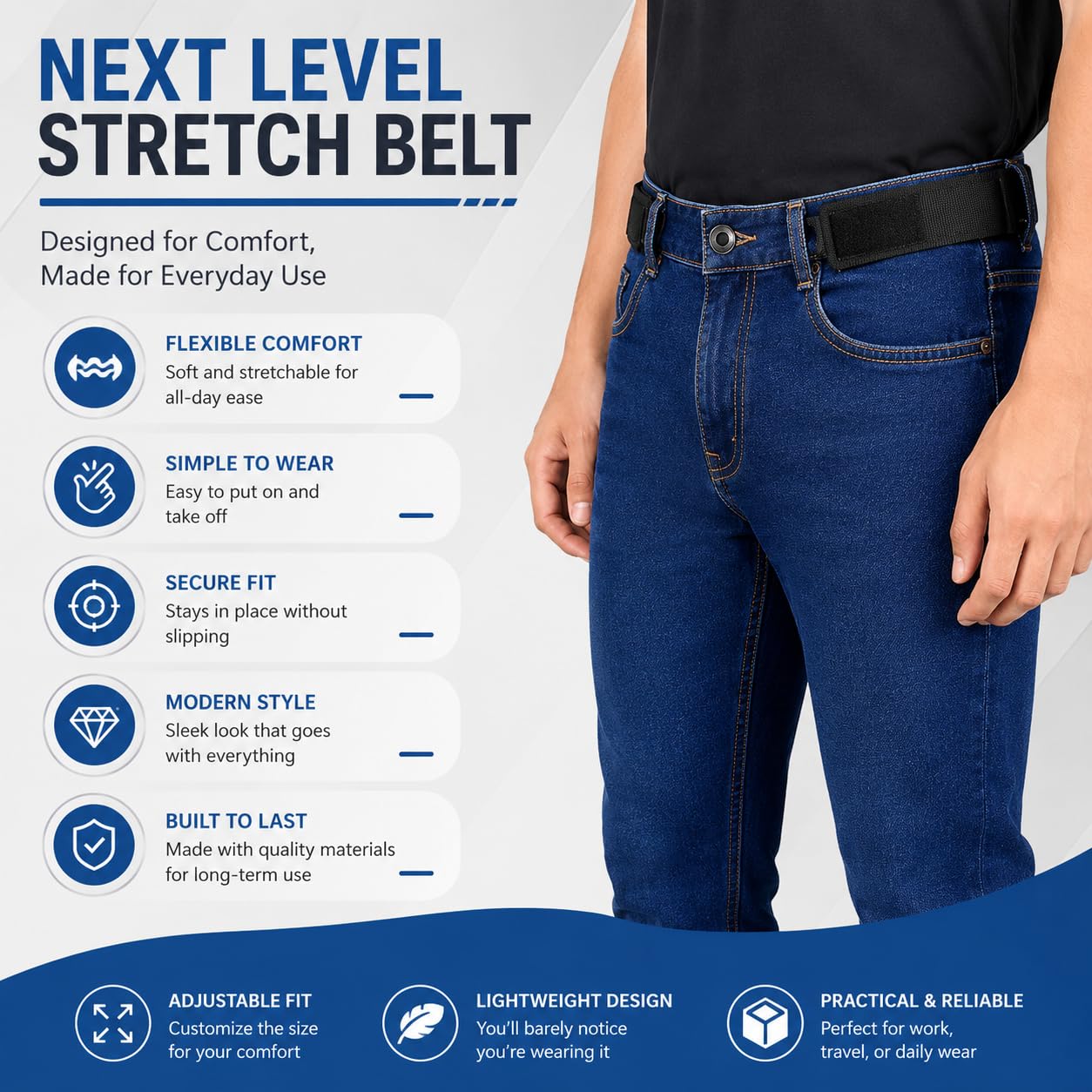 Seamless Comfort Buckle-Free Elastic Belt