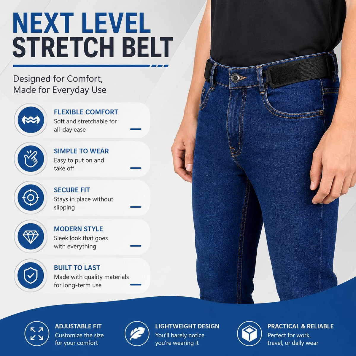 Seamless Comfort Buckle-Free Elastic Belt